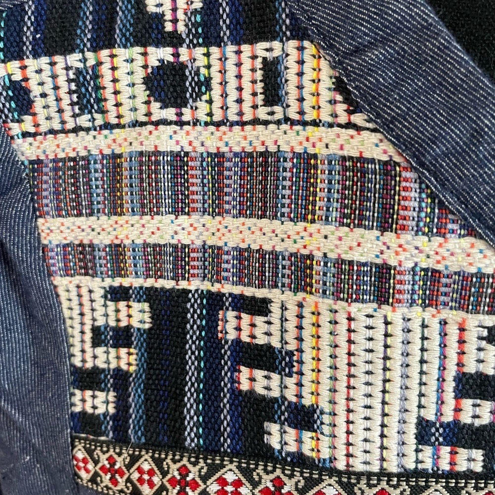 Flying Tomato Aztec Boho Chambray Embroidered 3/4 Sleeve Dress Size Small Petite - Picture 6 of 6